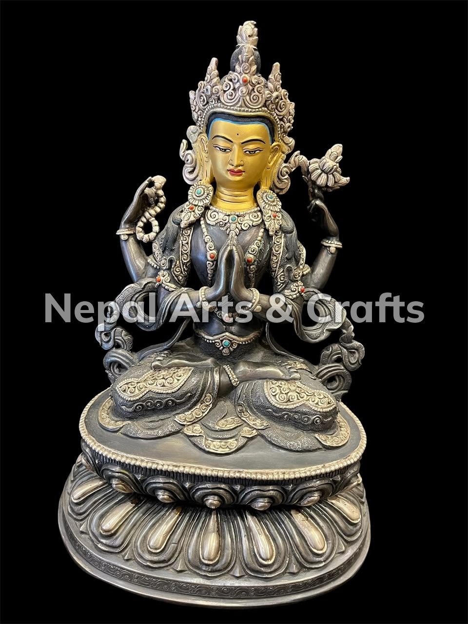 Copper Silver Chenrezig Statue